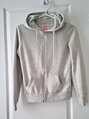 Ardene Zip-Up Hoodie in Gray Pockets Fleece Lined Size Small